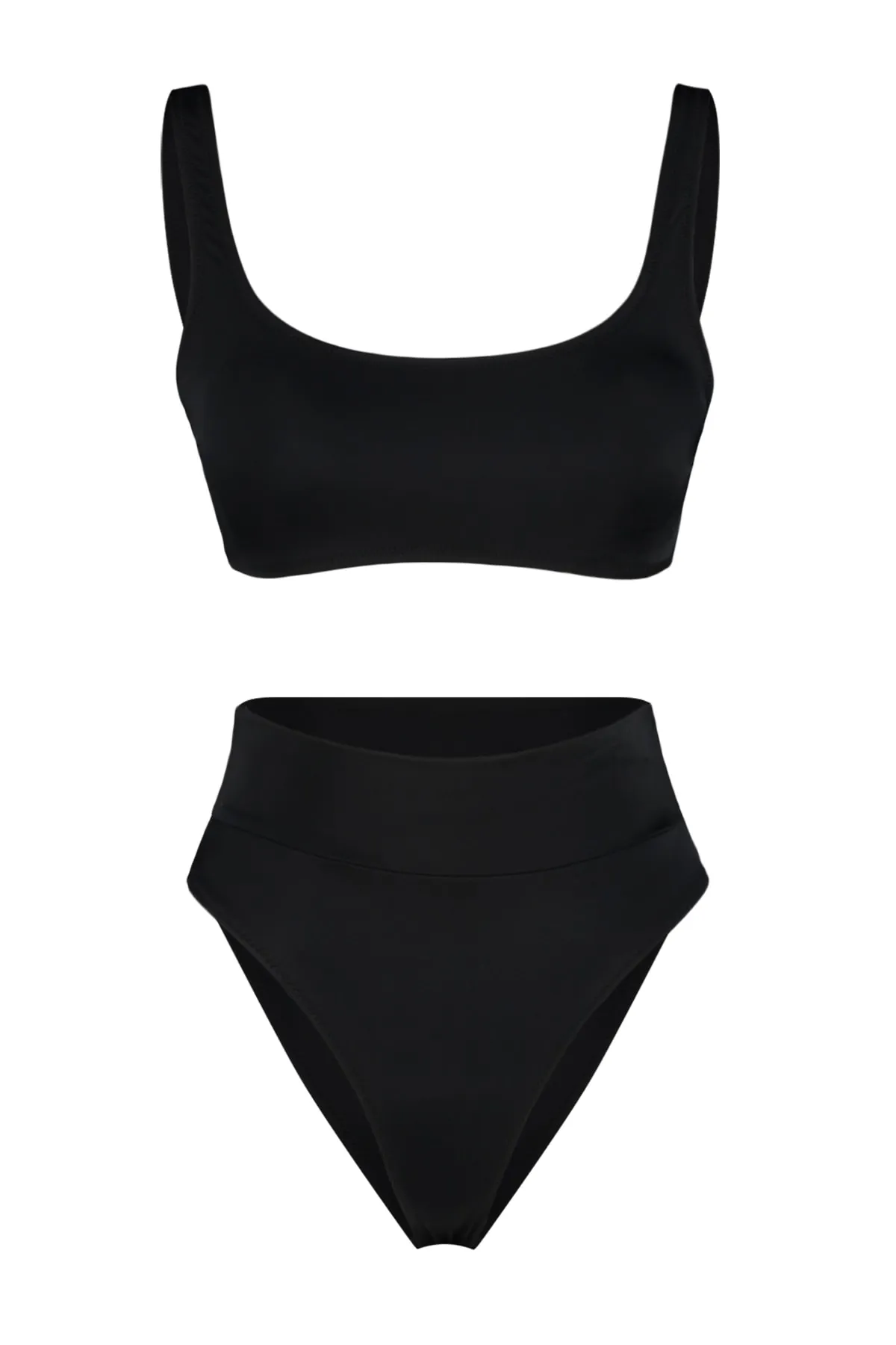 Trendyol Collection  Schwarzes Bralet-Bikiniset mit hoher Taille und hohem Beinausschnitt, reguläres Bikini-Set TBESS22BT0010