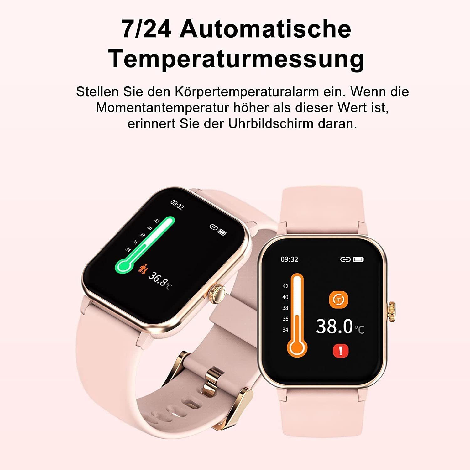 Mutoy Smartwatch, Damen Herren Smartwatch, Fitness Tracker Uhr Smartwatch (Fitnessuhr mit Telefonfunktion 1,91
