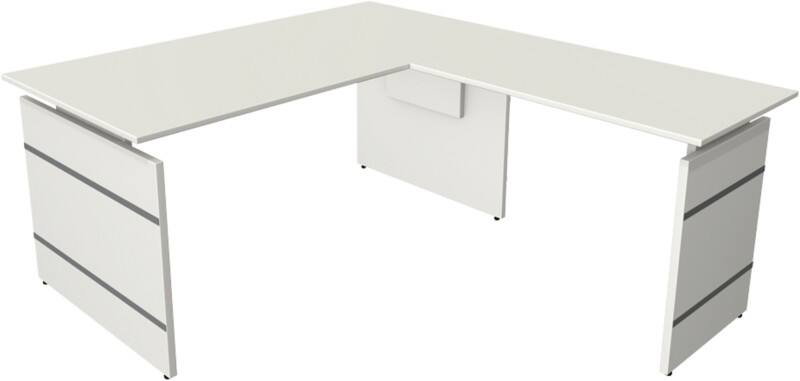Kerkmann 11464510 Form 4 Höhenverstellbar Sitz-Stehschreibtisch L-förmig Weiß 1.600 x 1.800 x 760 mm