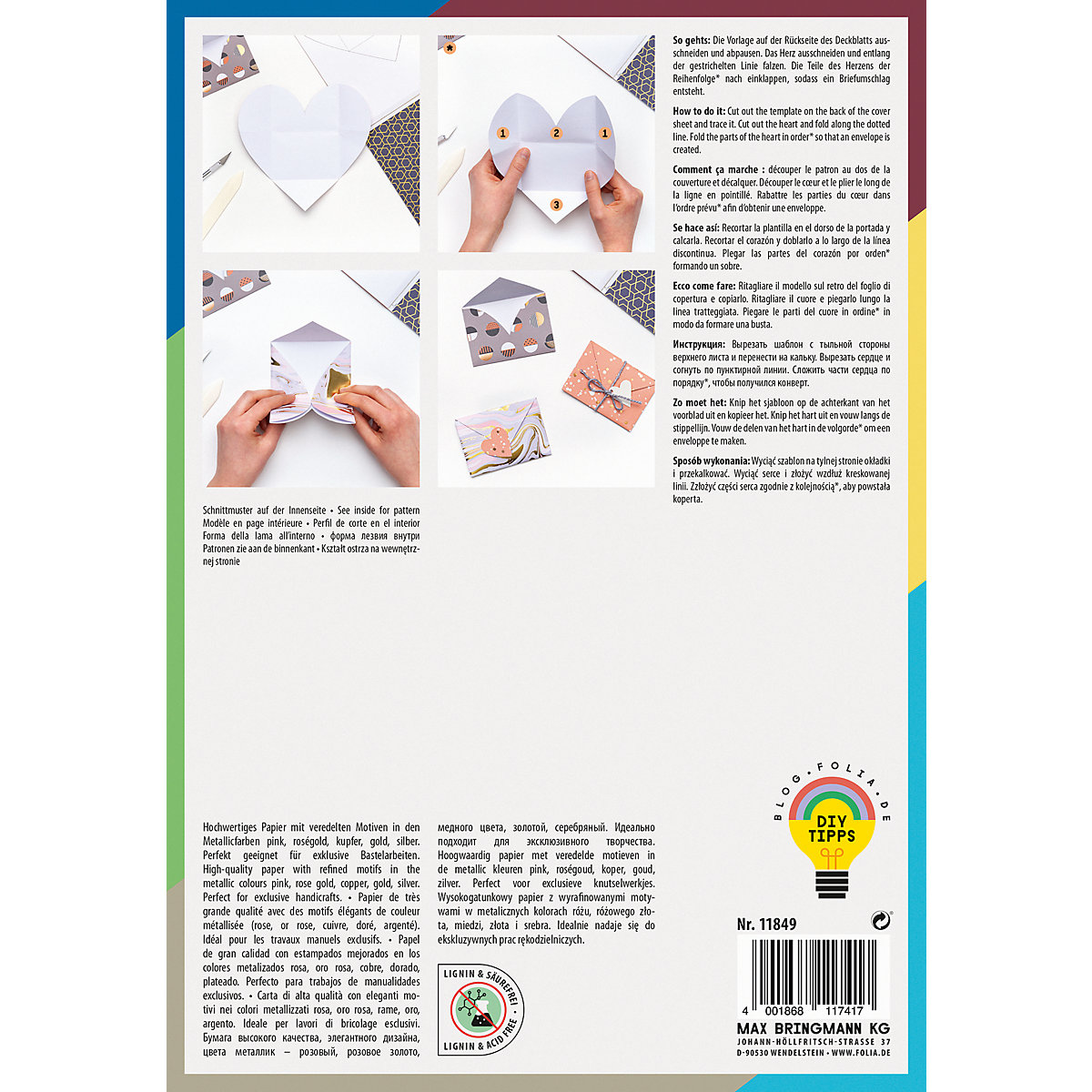 Designpapierblock HOTFOIL III 165g/m², DIN A4, 12 Blatt, 12 Motive sortiert