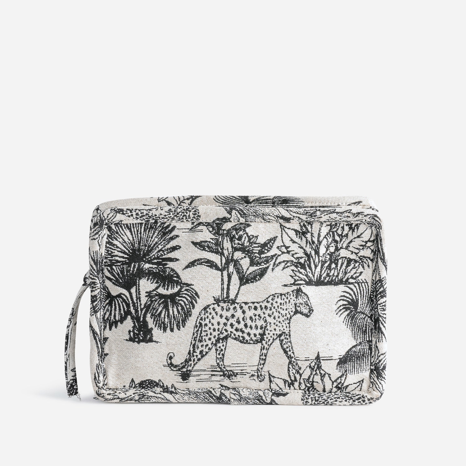 Pochette noire jacquard à motif jungle