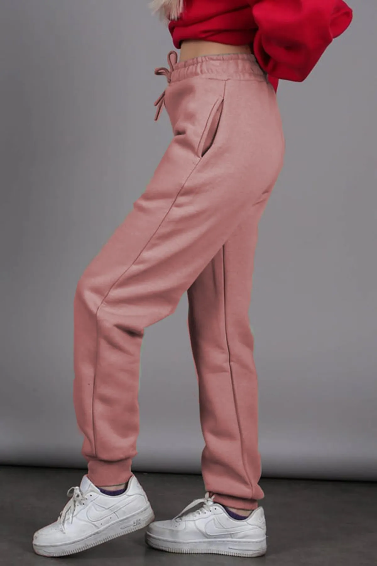 Madmext  Damen-Jogginghose Dusty Rose mit elastischem Bund und erhöhtem Bund MG1568