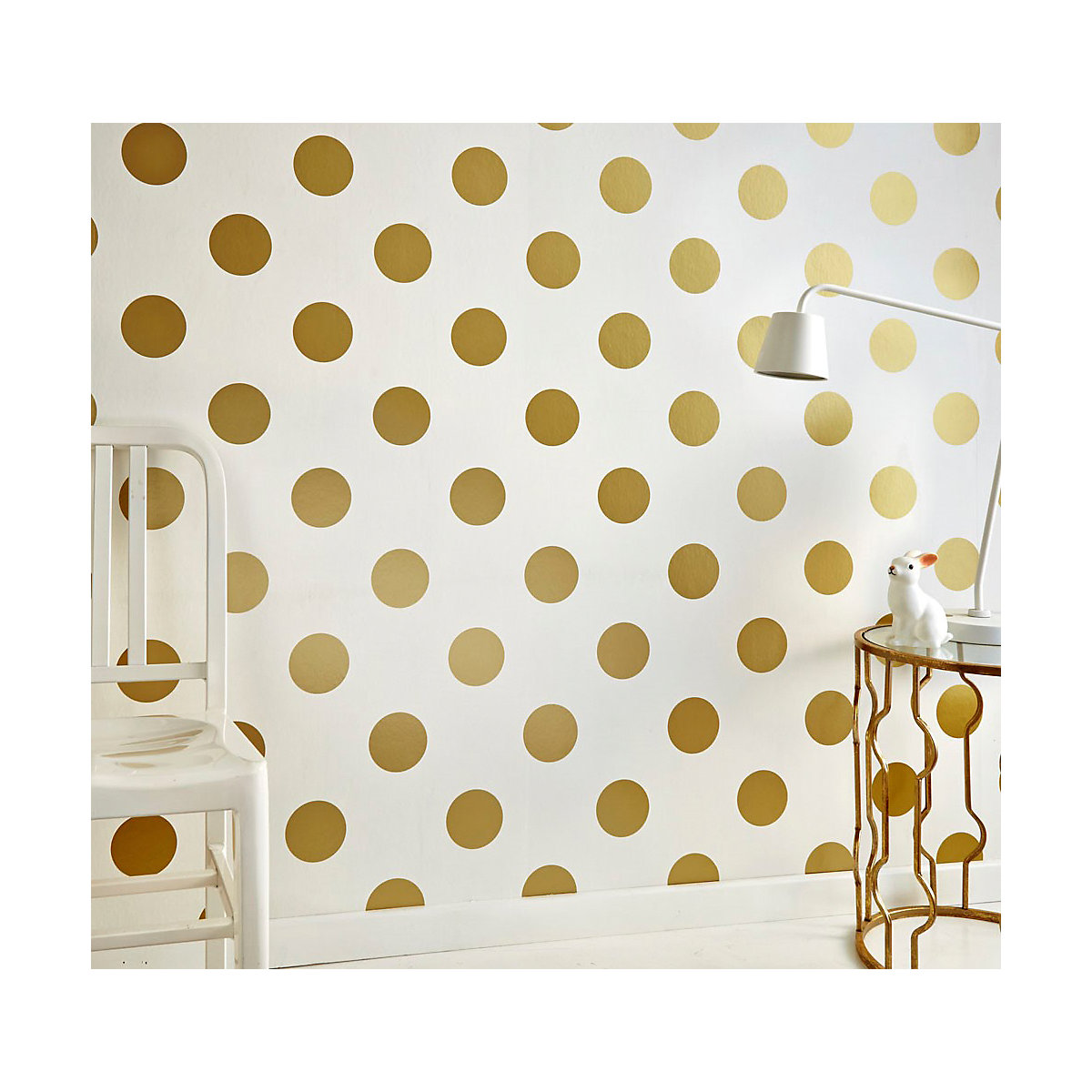 Tapete Punkte goldfarbig, 10 m x 53 cm