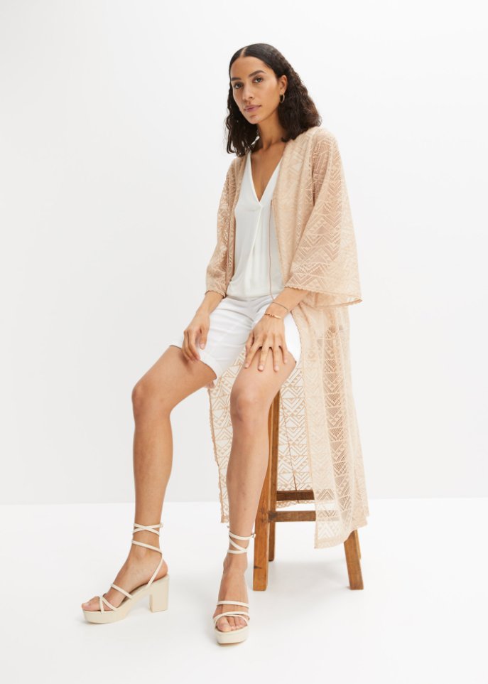 Longjacke in Crochet-Optik
