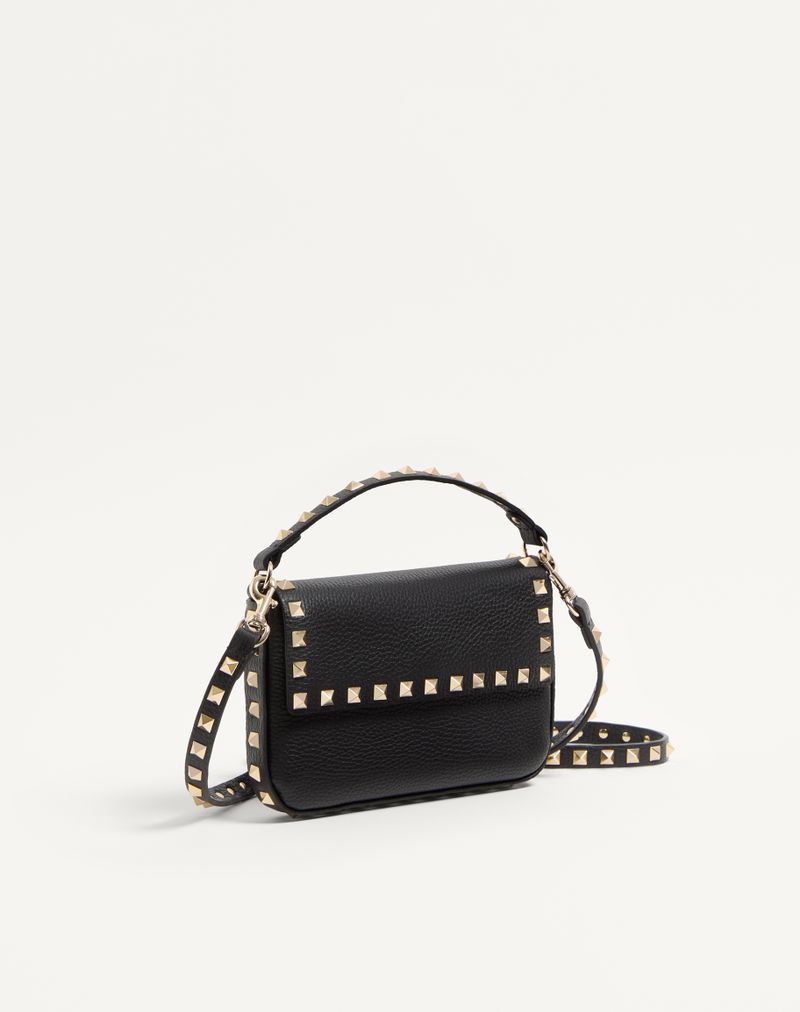 Rockstud-pung i granatfarvet kalveskind