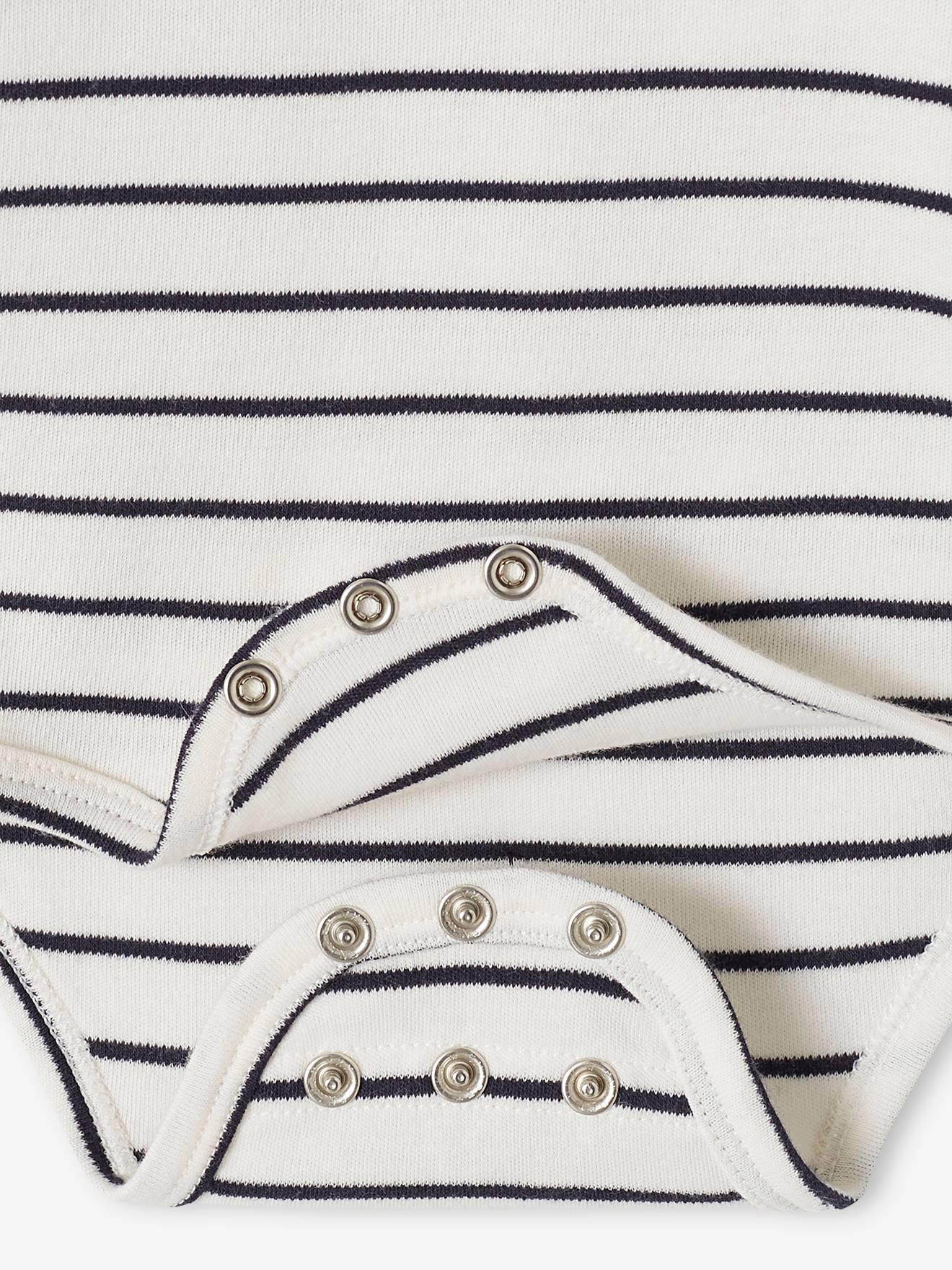 Vertbaudet Mitwachsender Baby Body, lange Ärmel Oeko-Tex - wollweiß