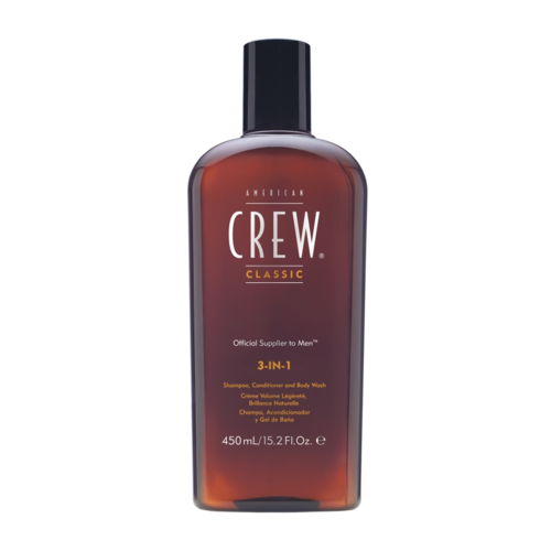 Shampoo, condicionador e sabonete líquido 3 em 1 da American Crew