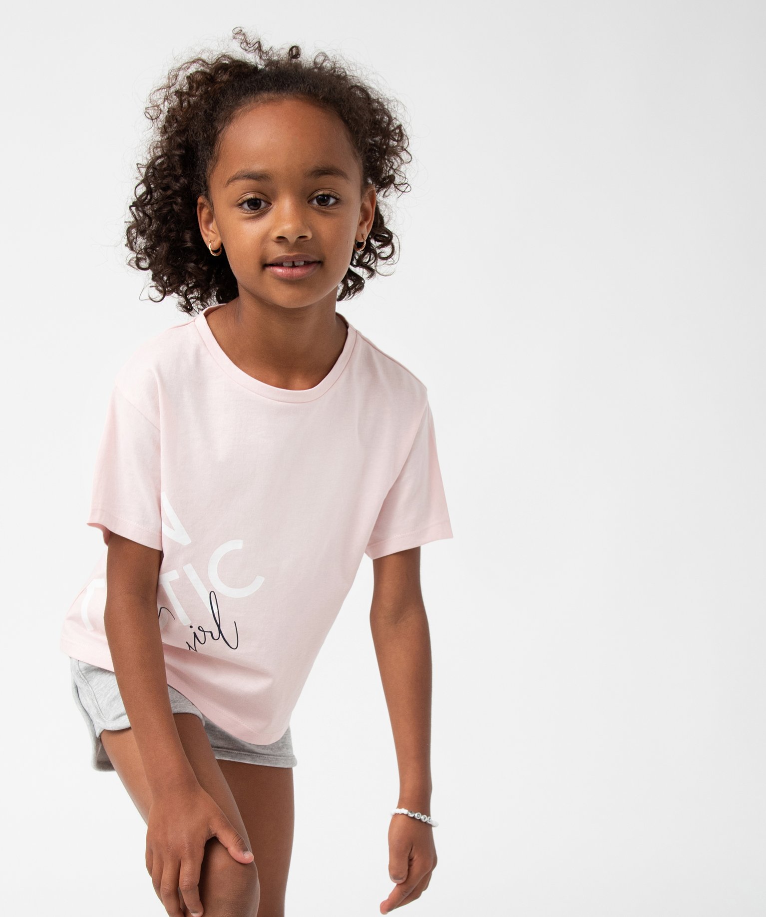 Tee-shirt fille à manches courtes coupe courte et large rose | GEMO