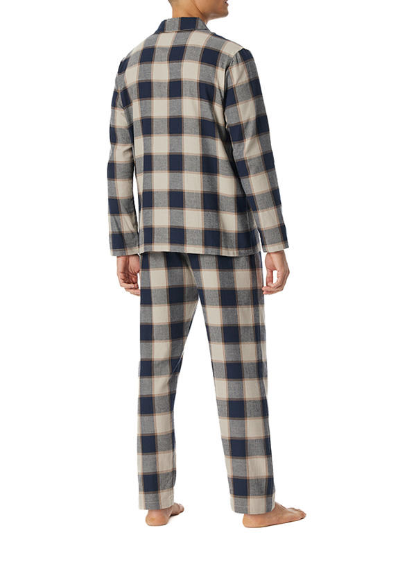 Schiesser, Pyjama, Bio Baumwoll-Flanell, natur-braun kariert