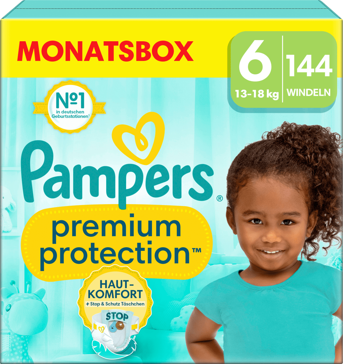 Windeln Premium Protection Gr.6 Extra Large (13+ kg), Monatsbox, 144 St