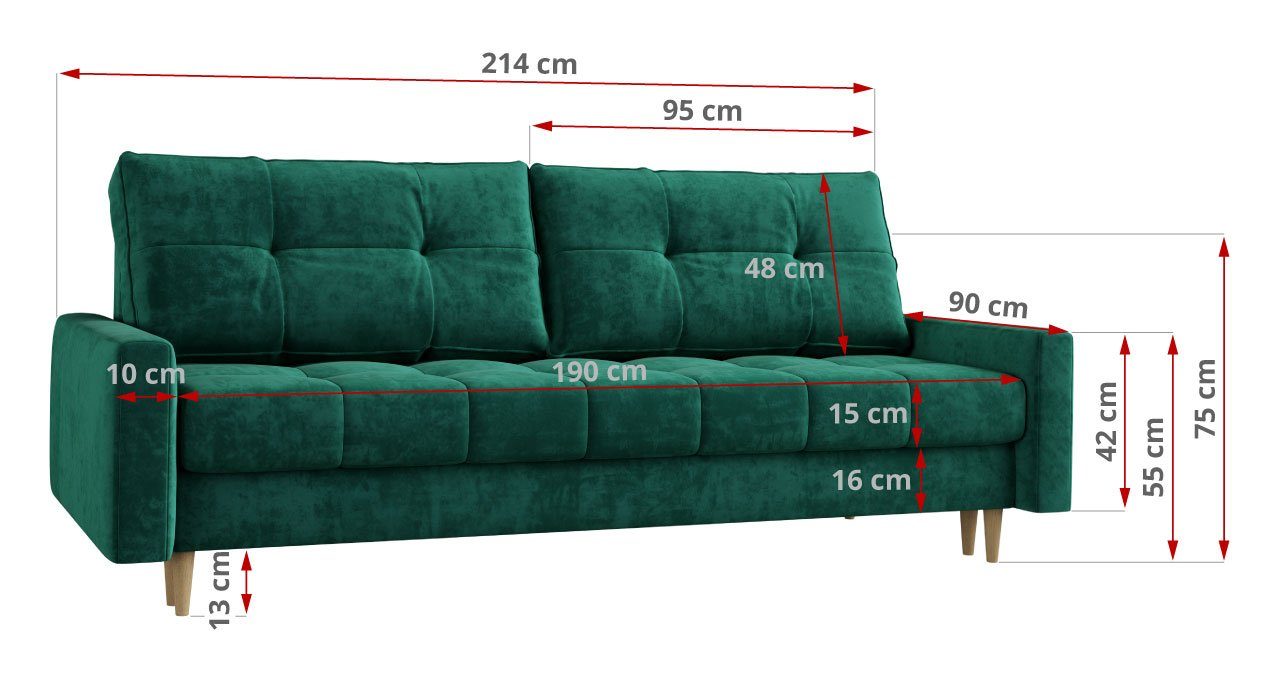 MKS MÖBEL Sofa Scandi, mit Relaxfunktion, mit Schlaffunktion und Bettkasten