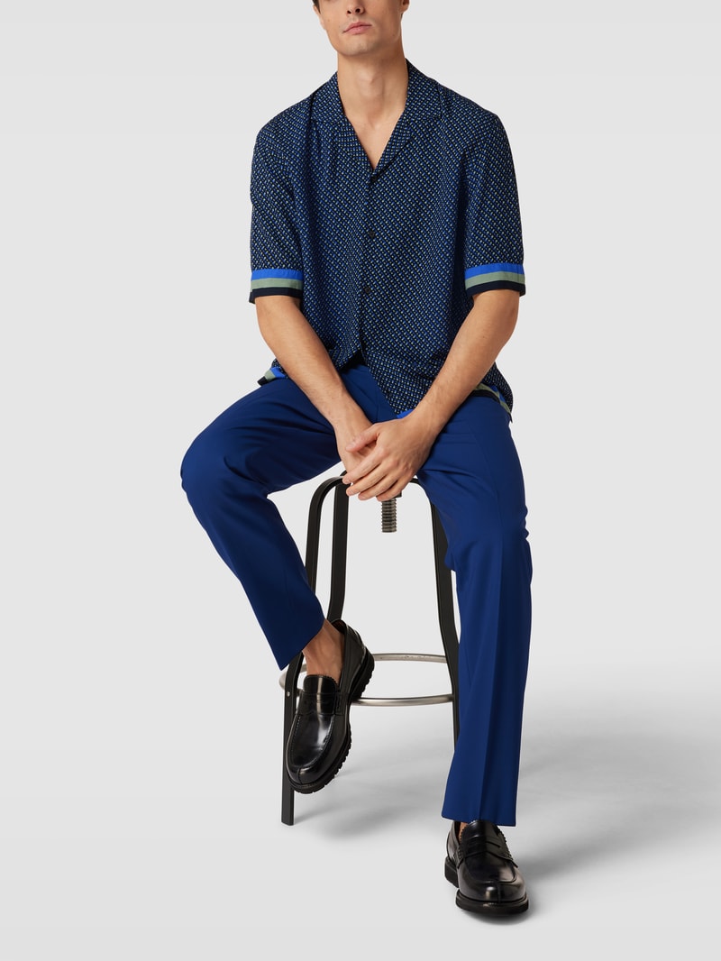 Slim Fit Anzughose aus Schurwoll-Mix Modell 'Genius' in marineblau