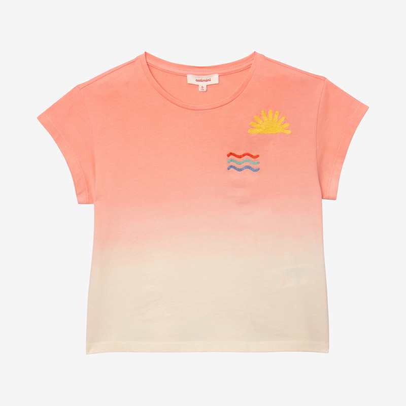 T-shirt fille deep dye brodé orange Catimini