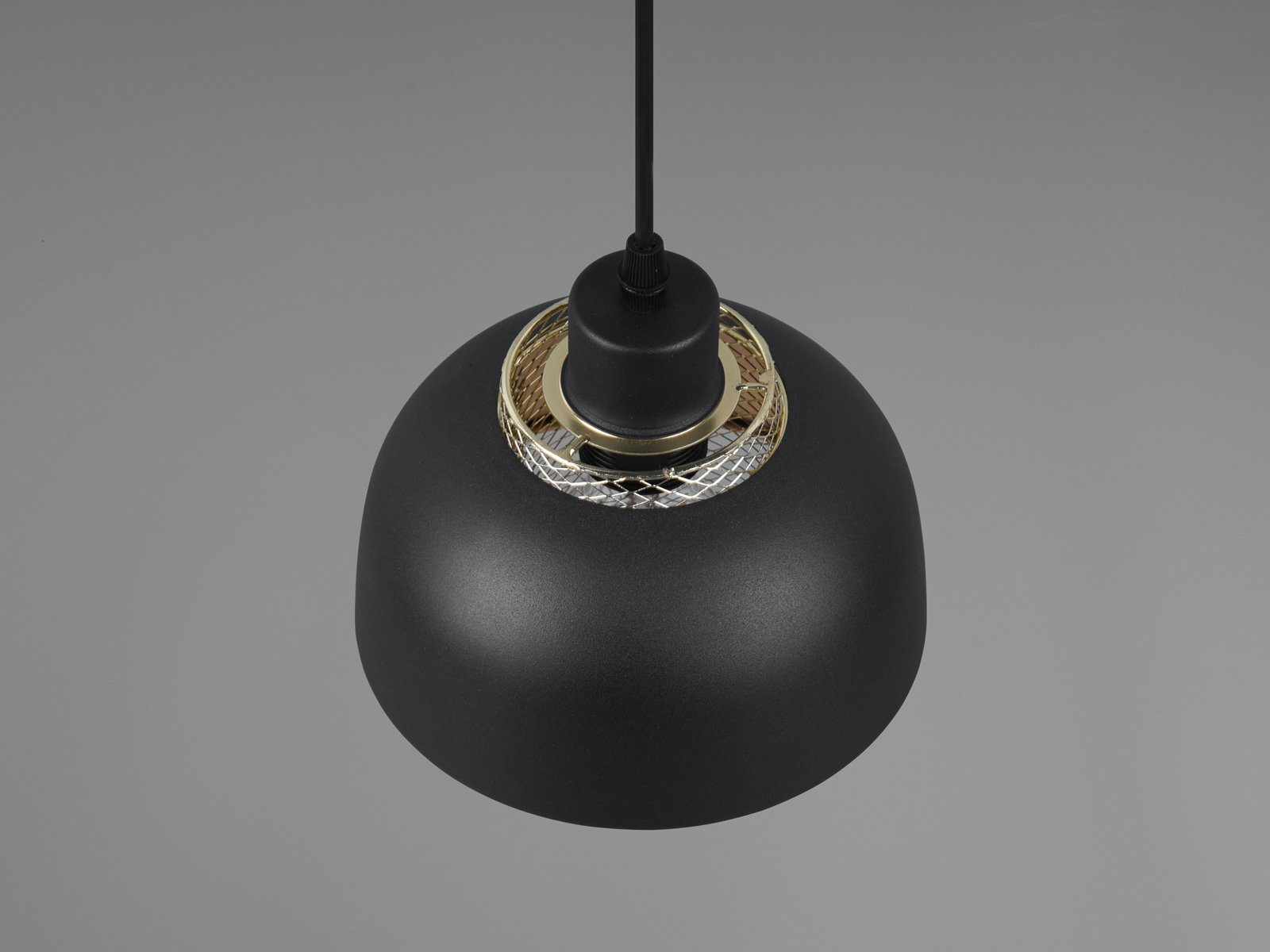 meineWunschleuchte LED Pendelleuchte, Dimmfunktion, LED wechselbar, warmweiß, Designer Esstischlampe einflammig über Kücheninsel Schwarz Gold, 18cm
