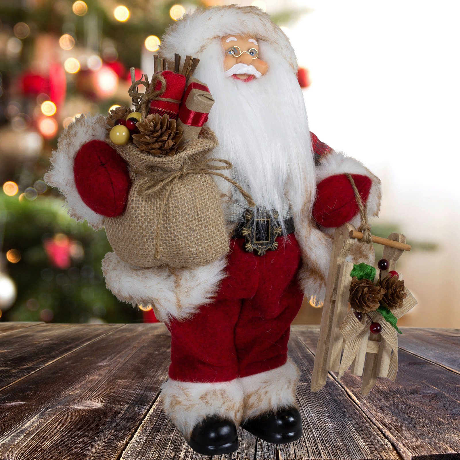 Christmas Paradise Weihnachtsmann Oscar, 4 Größen (30-80cm) (Deko Figur, 1 St), rot-kariert