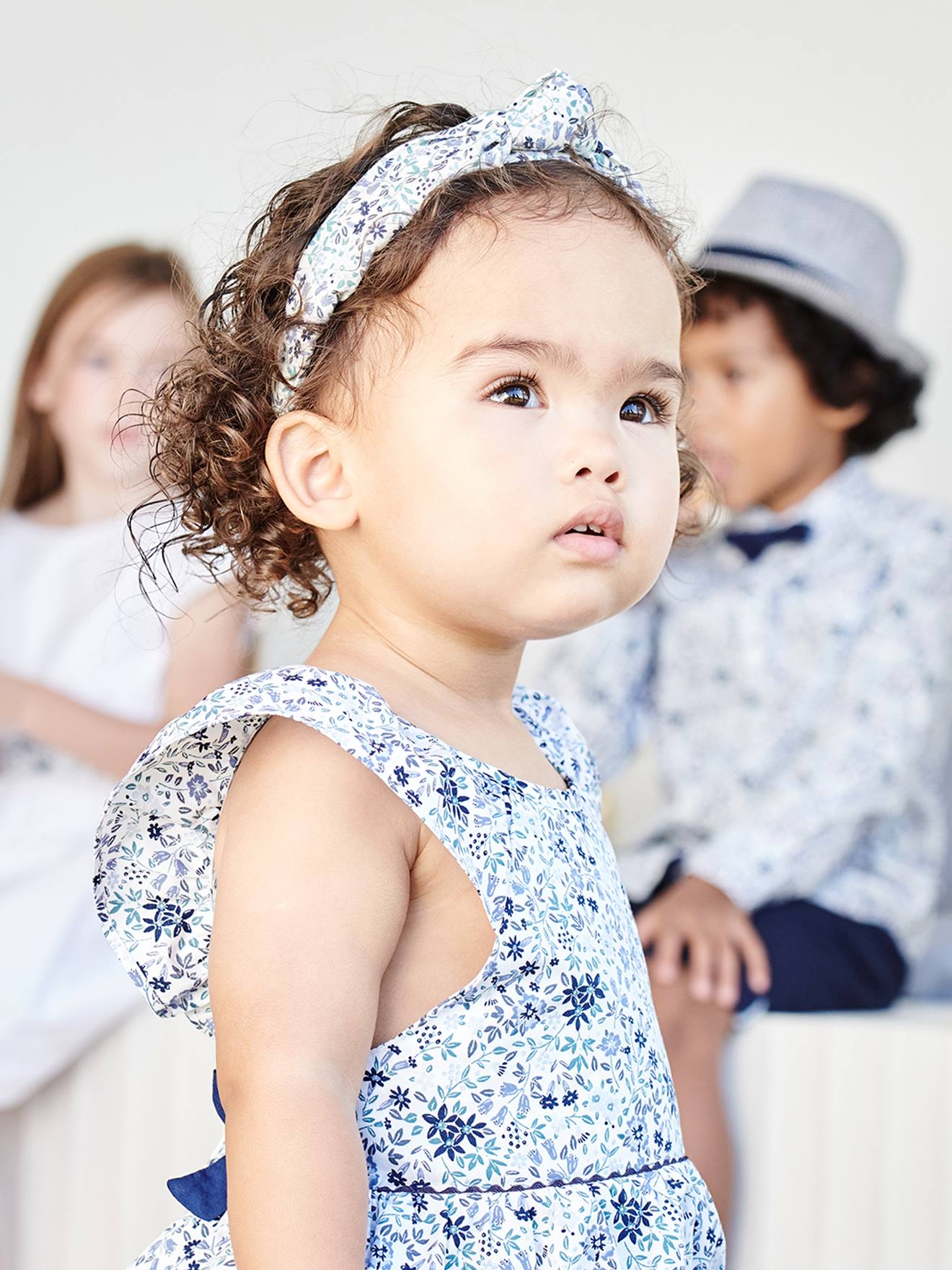 Robe fleurie bébé de cérémonie blanc imprimé