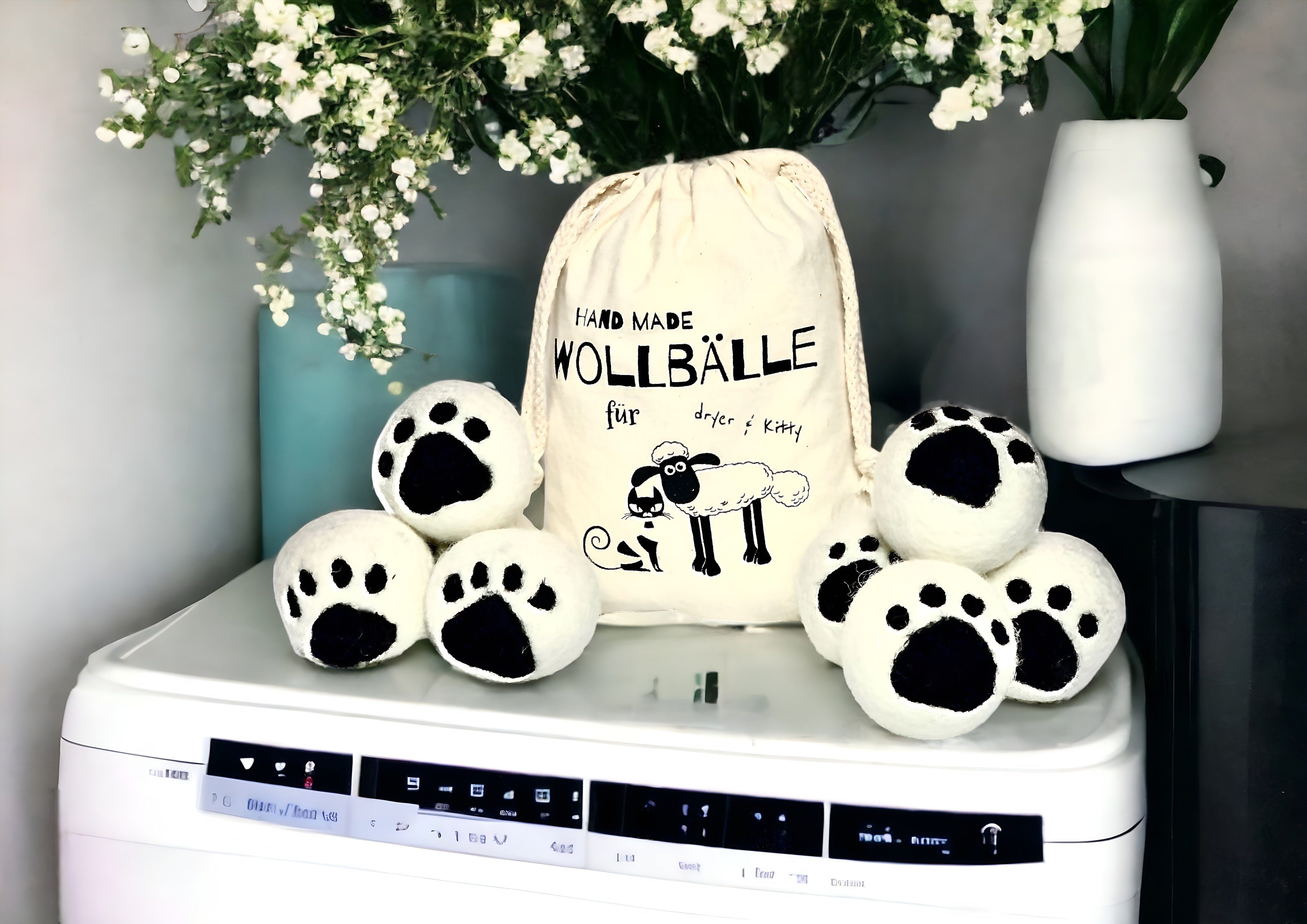 CULTZEN Trocknerball 6x Öko Wäschebälle Trocknerbälle Premium Schafwolle für Wäschetrockner (XL Set, 6-St., 100% hypoallergene Schafwolle), Biologischer Weichspüler Laundry & More