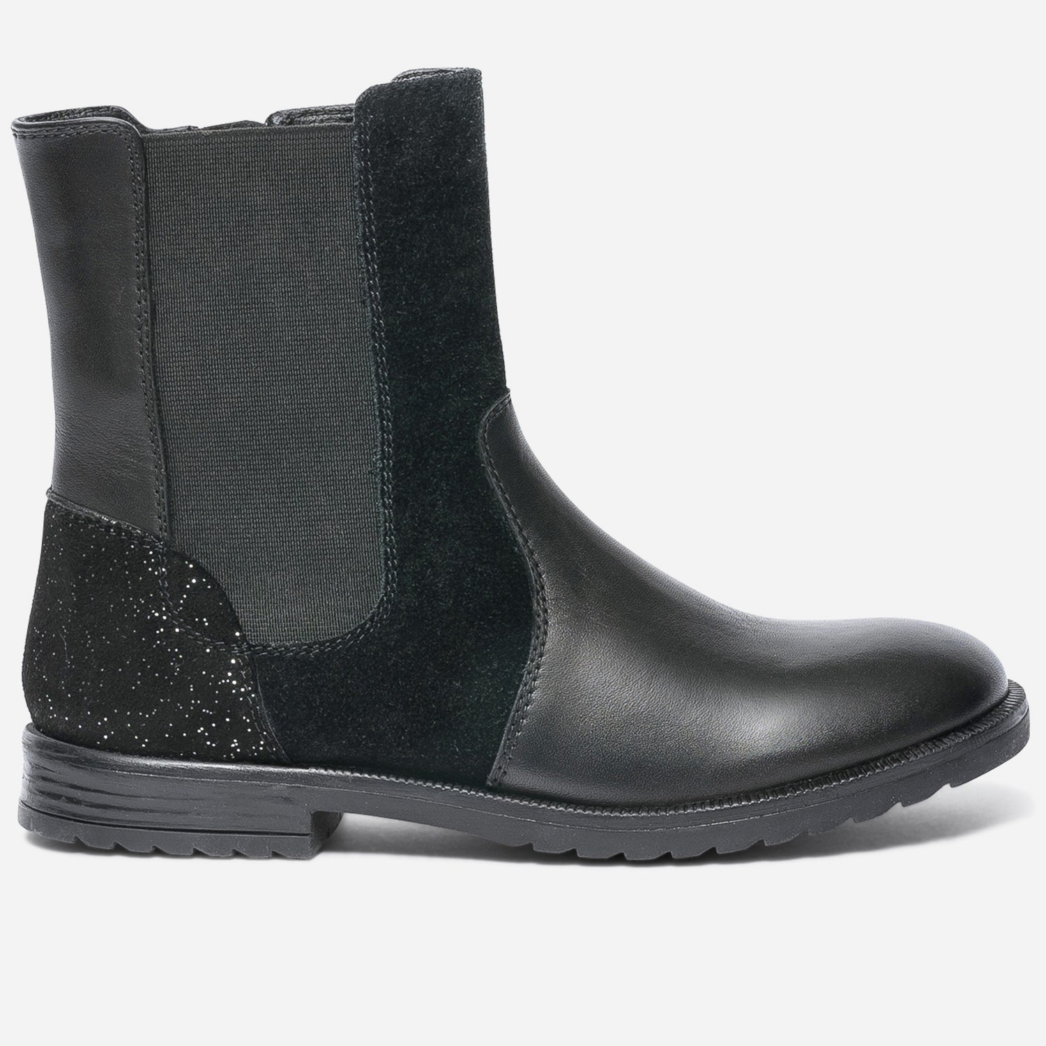 Boots noir en cuir et cuir velours