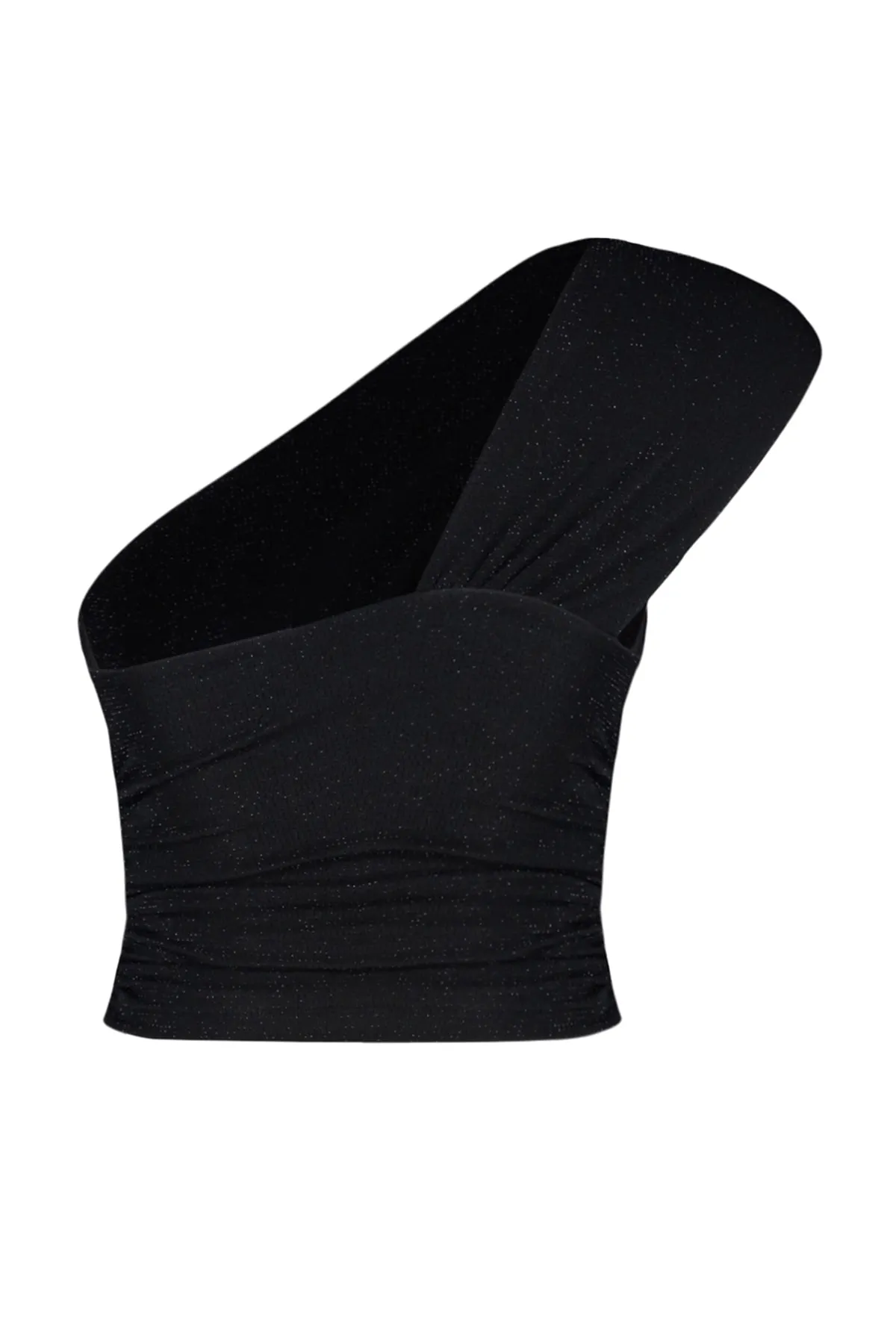 Trendyol Collection  Schwarzes, bauchfreies, gefüttertes, glänzendes Strick-Bustier TPRSS23BS00011