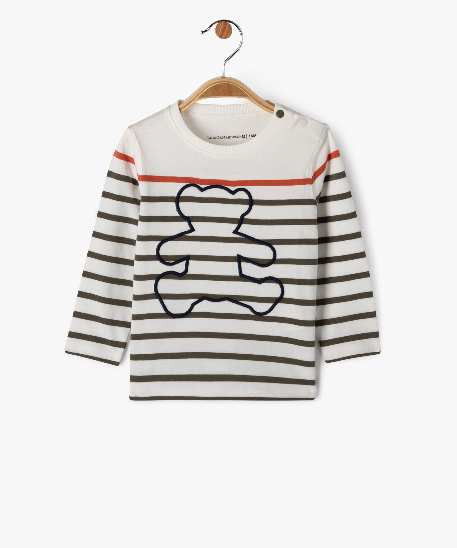 Tee-shirt manches longues à rayures bébé Garçon - LuluCa... ecru | GEMO