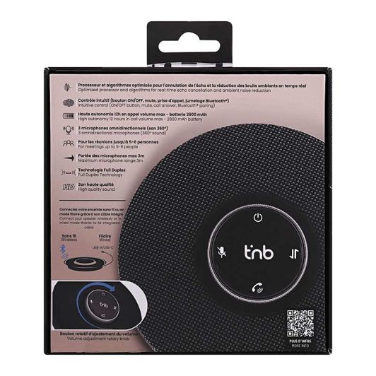 Boxă de conferințe profesională T'NB Bluetooth și cu fir USB-A/USB-C