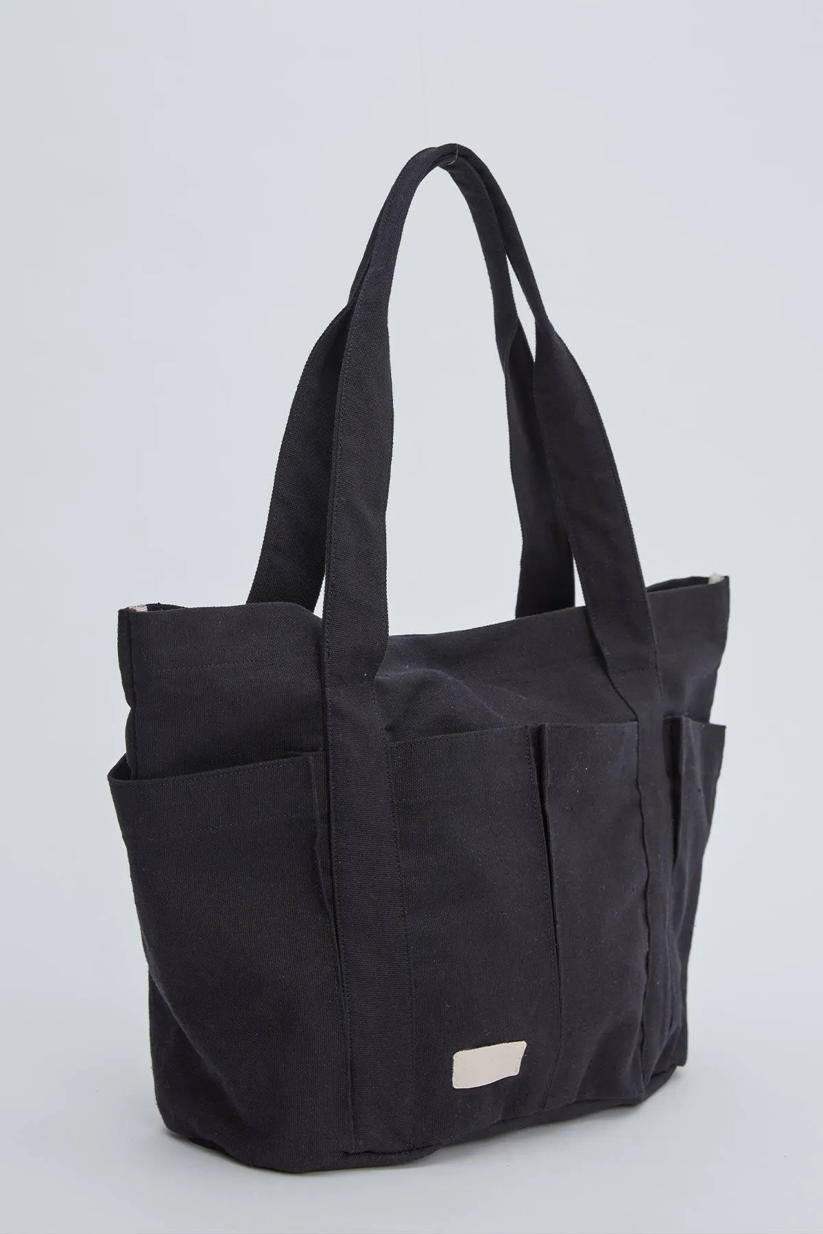 Manuka  Canvas-Tasche mit mehreren Taschen, Schwarz