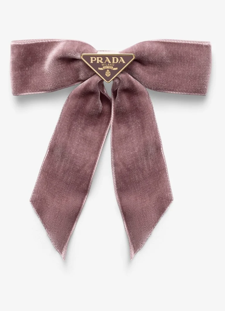 Clamă de păr Prada din catifea cu logo