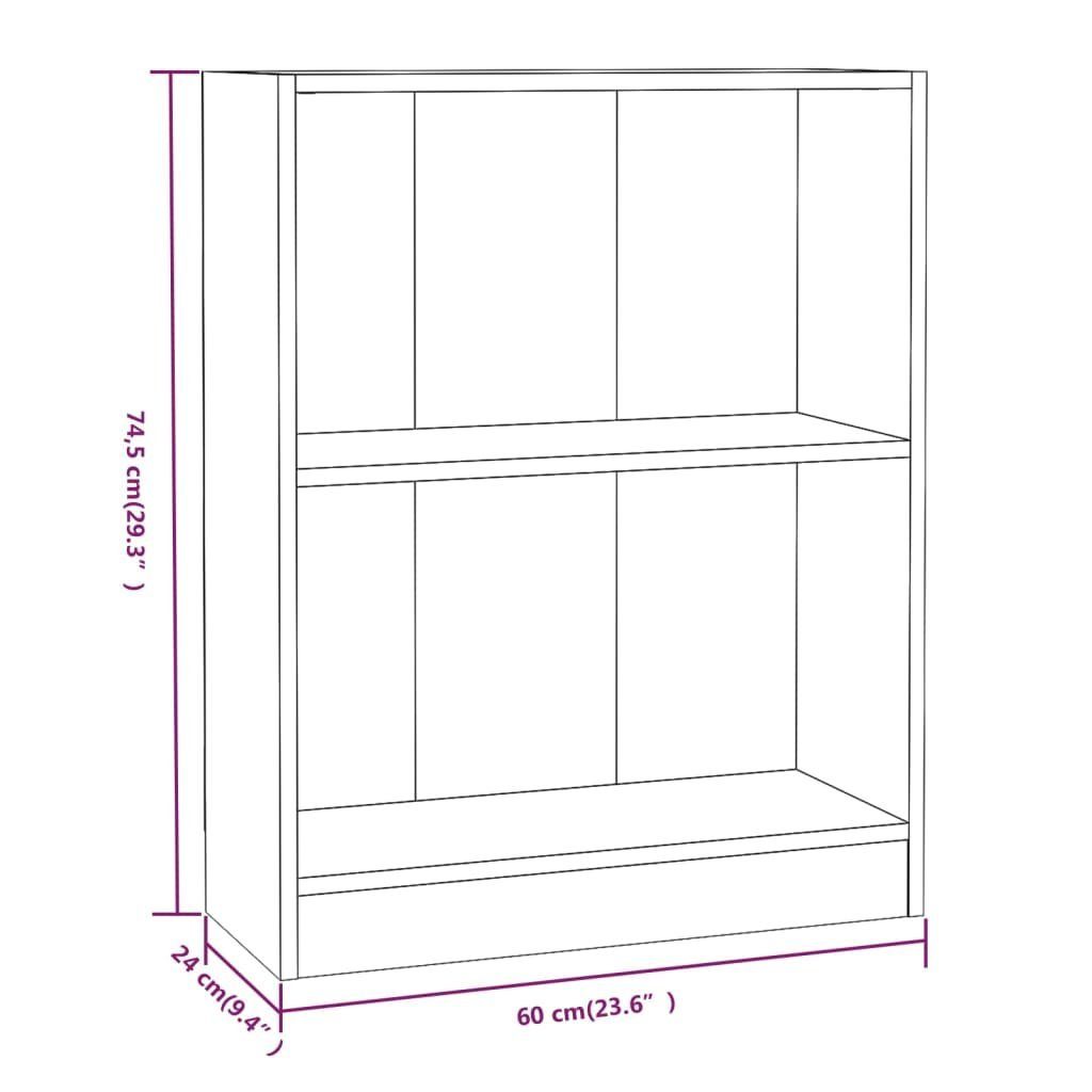 vidaXL Bücherregal Bücherregal Grau Sonoma 60x24x74,5 cm Holzwerkstoff, 1-tlg.