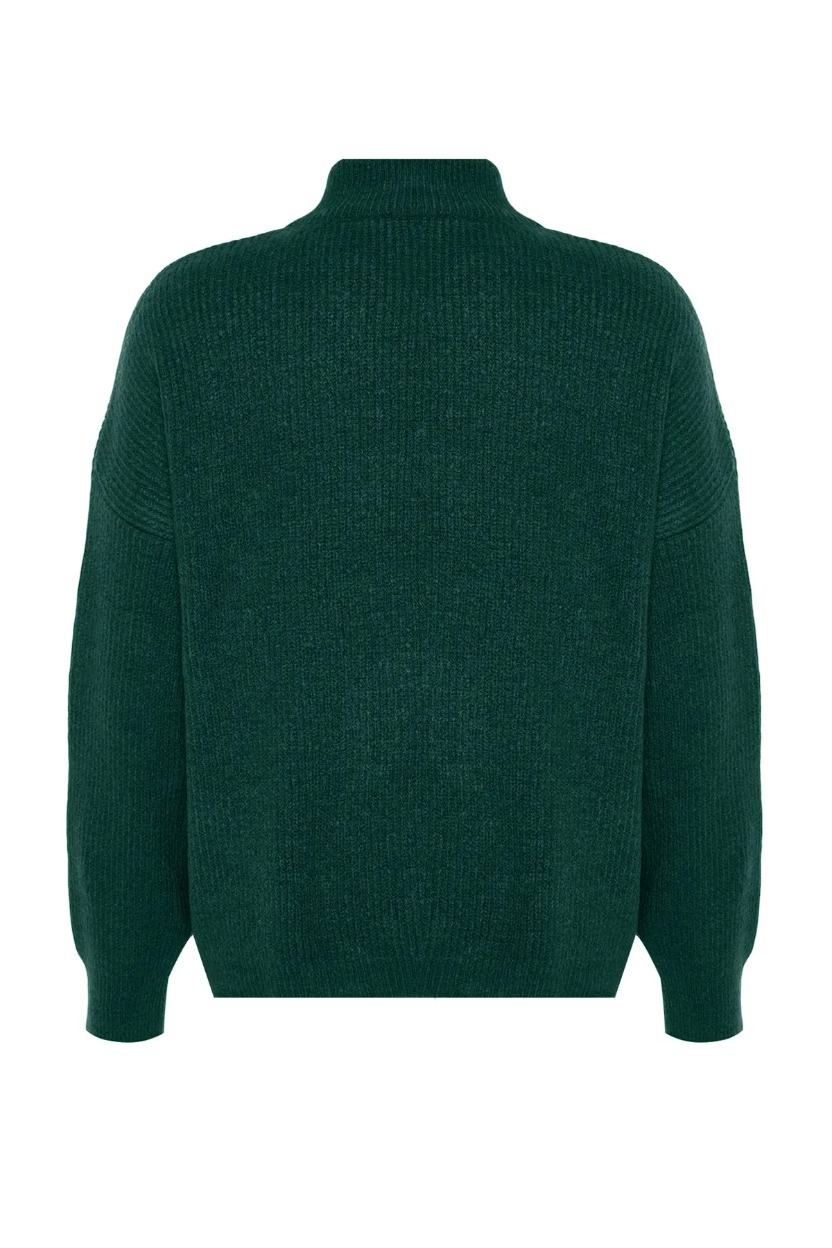 Trendyol Curve  Grüner Strickpullover mit Reißverschluss TBBAW24AN00054