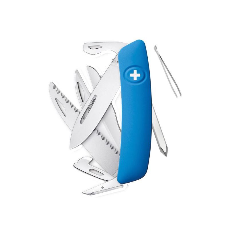 Swiza D10 Blau, Multifunktionales Schweizer Taschenmesser