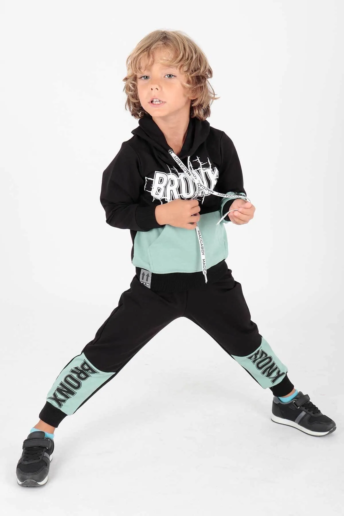 AHENGİM  Bedrucktes Bronx-Trainingsanzug-Set für Jungen Ak2235