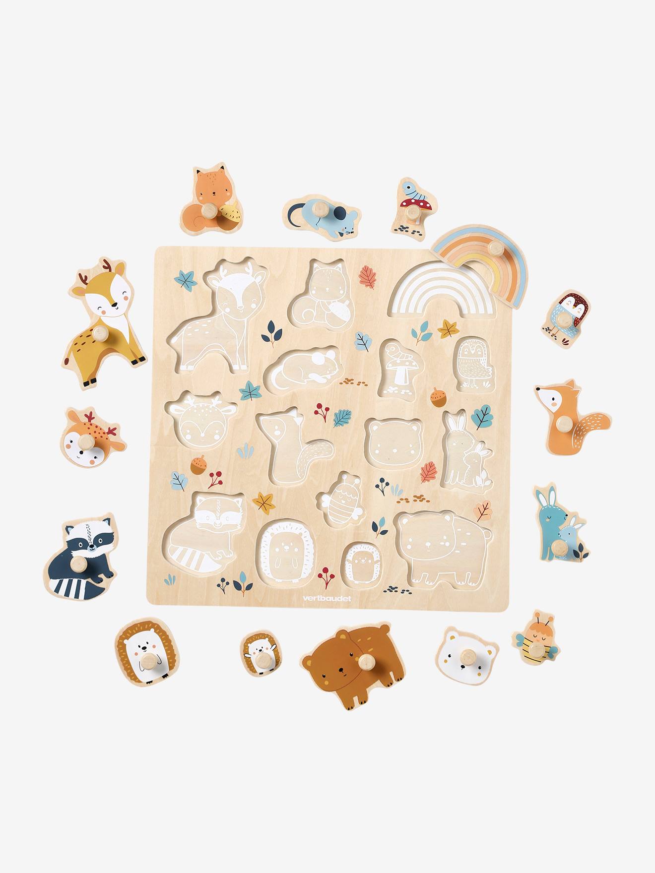 Vertbaudet Baby Steckpuzzle WALDFREUNDE aus Holz FSC - orange