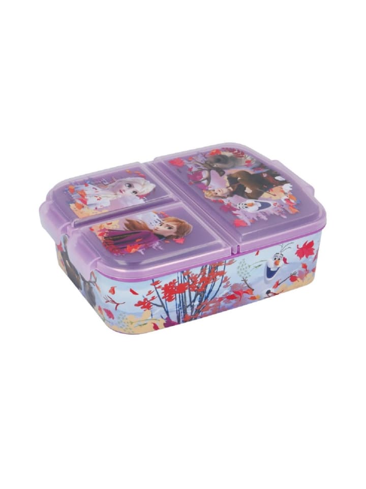 Disney Frozen Anna und Elsa Kinder Premium Lunchbox Brotdose mit 3 Fächern in Lila günstig kaufen onesize