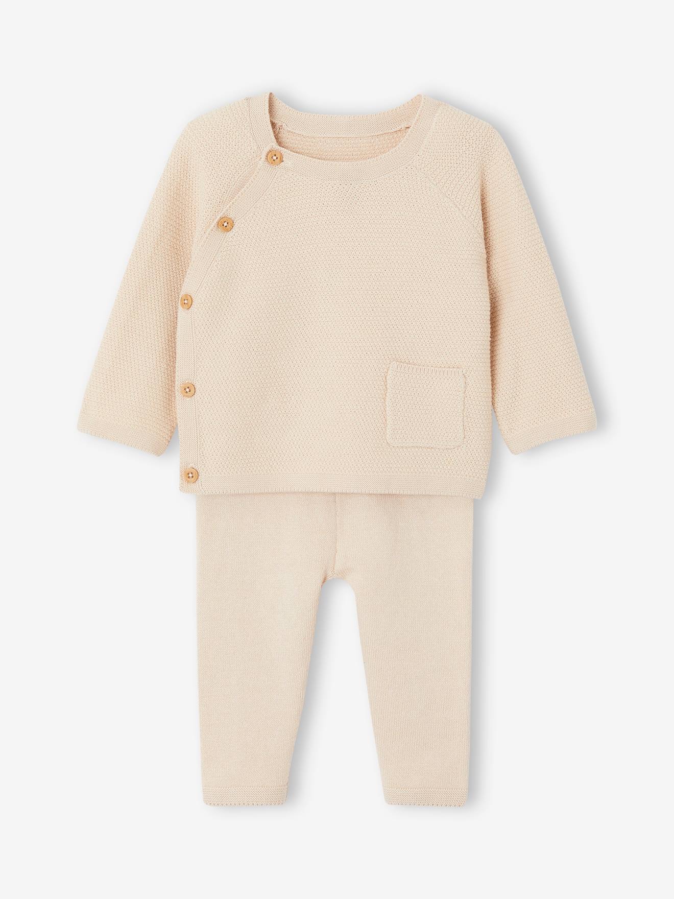Vertbaudet Baby Strick-Set: Pullover & Leggings Oeko-Tex - beige