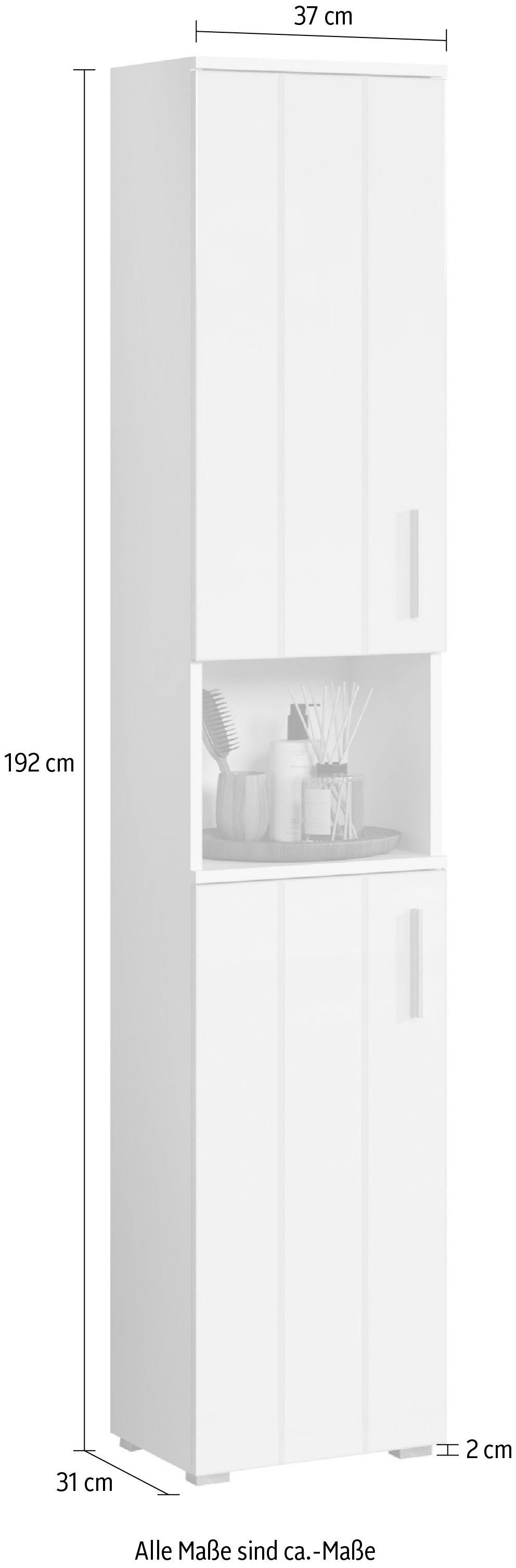 welltime Hochschrank Prag (1-St) Badmöbel mit wechselbarem Türanschlag, Breite 37cm