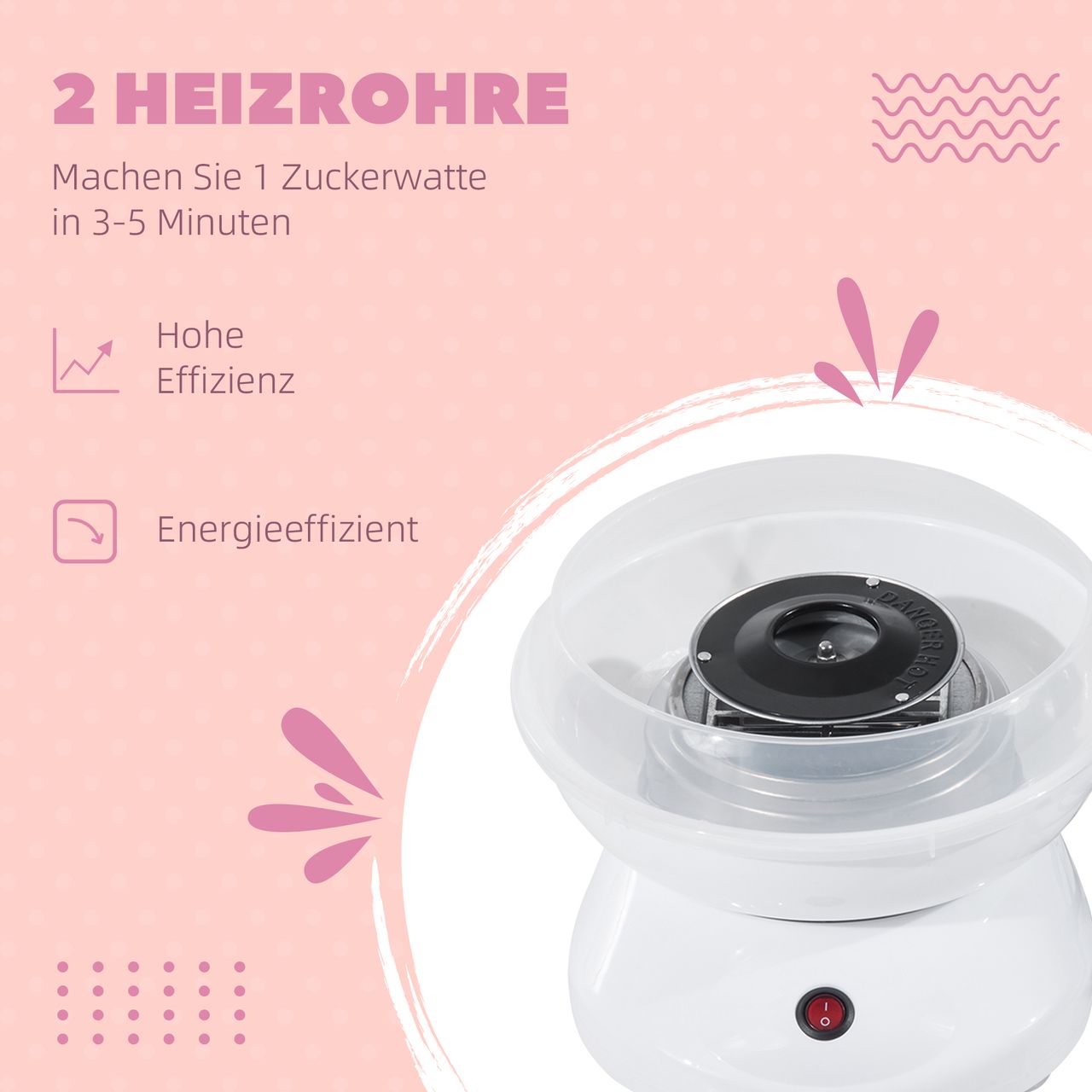 HOMCOM Zuckerwattemaschine Zuckerwattegerät Zuckerwatte Maschine (Modell 1/Weiß)