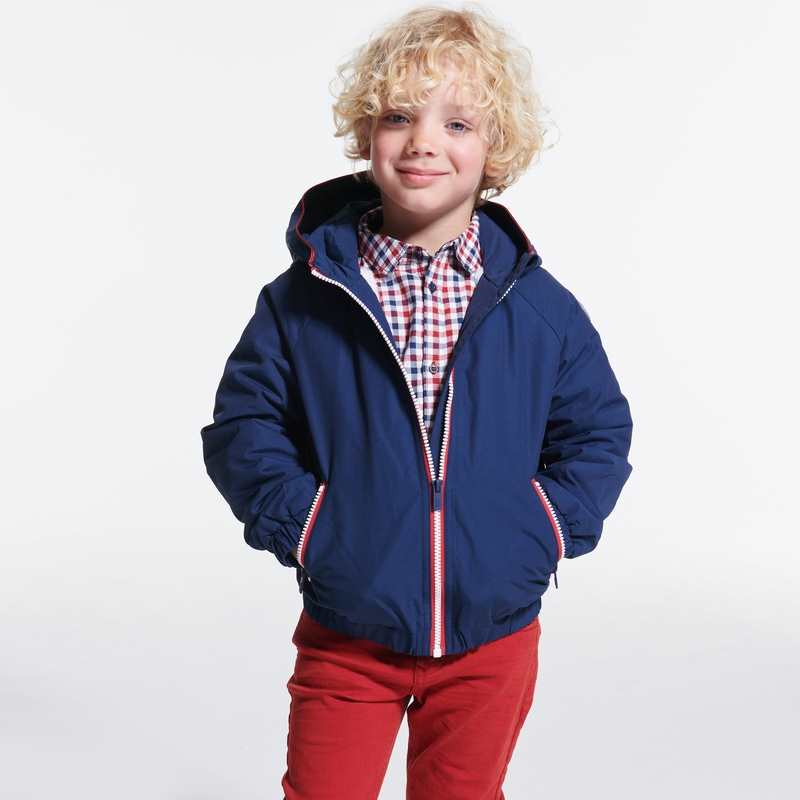 Blouson doublé à capuche bleu garçon
