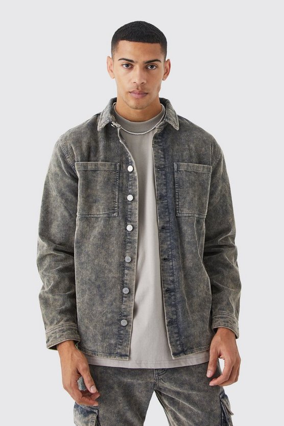 Cord-Overshirt mit Acid-Waschung