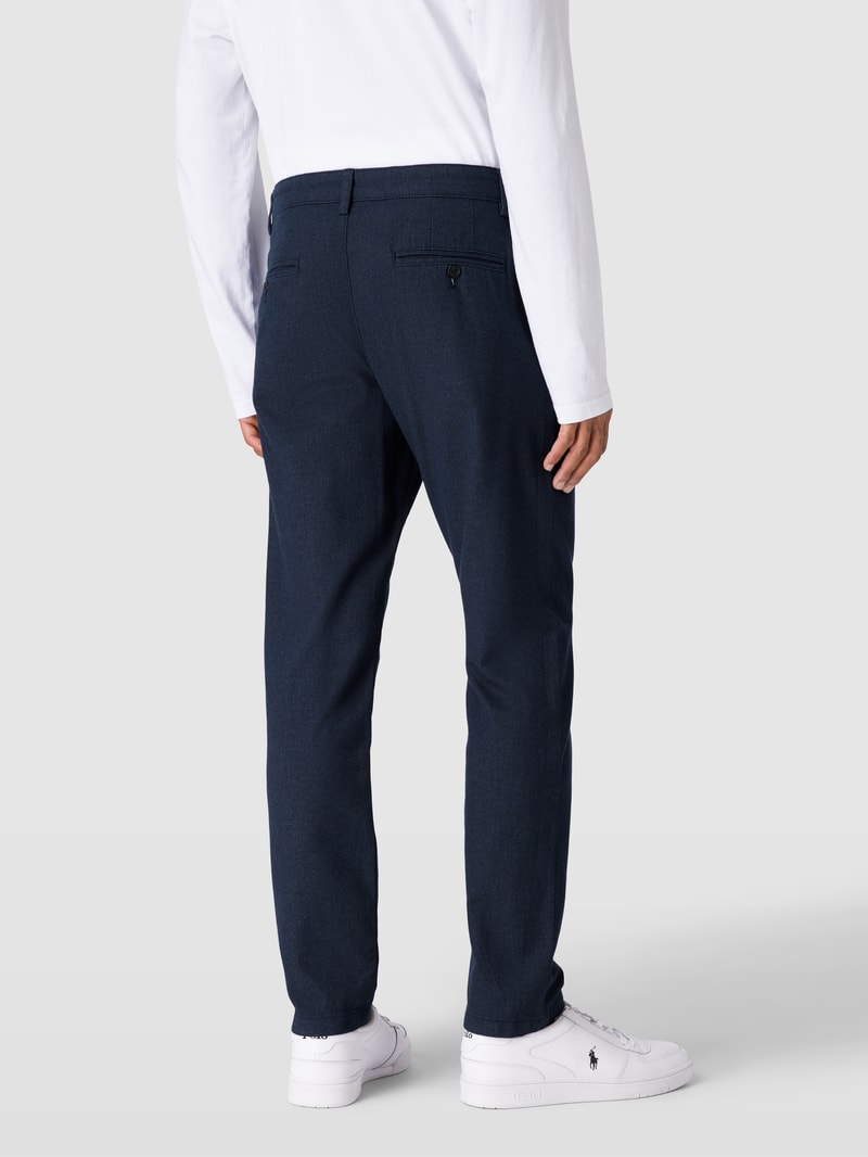 Slim Fit Stoffhose im fein strukturierten Design Modell 'MILES' in marineblau