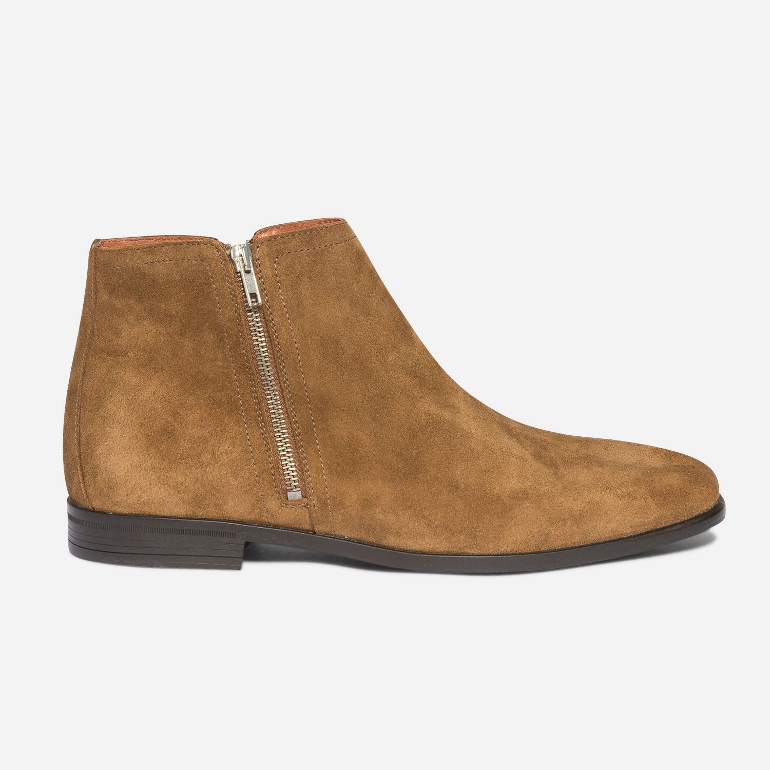 Boots marron clair en cuir velours