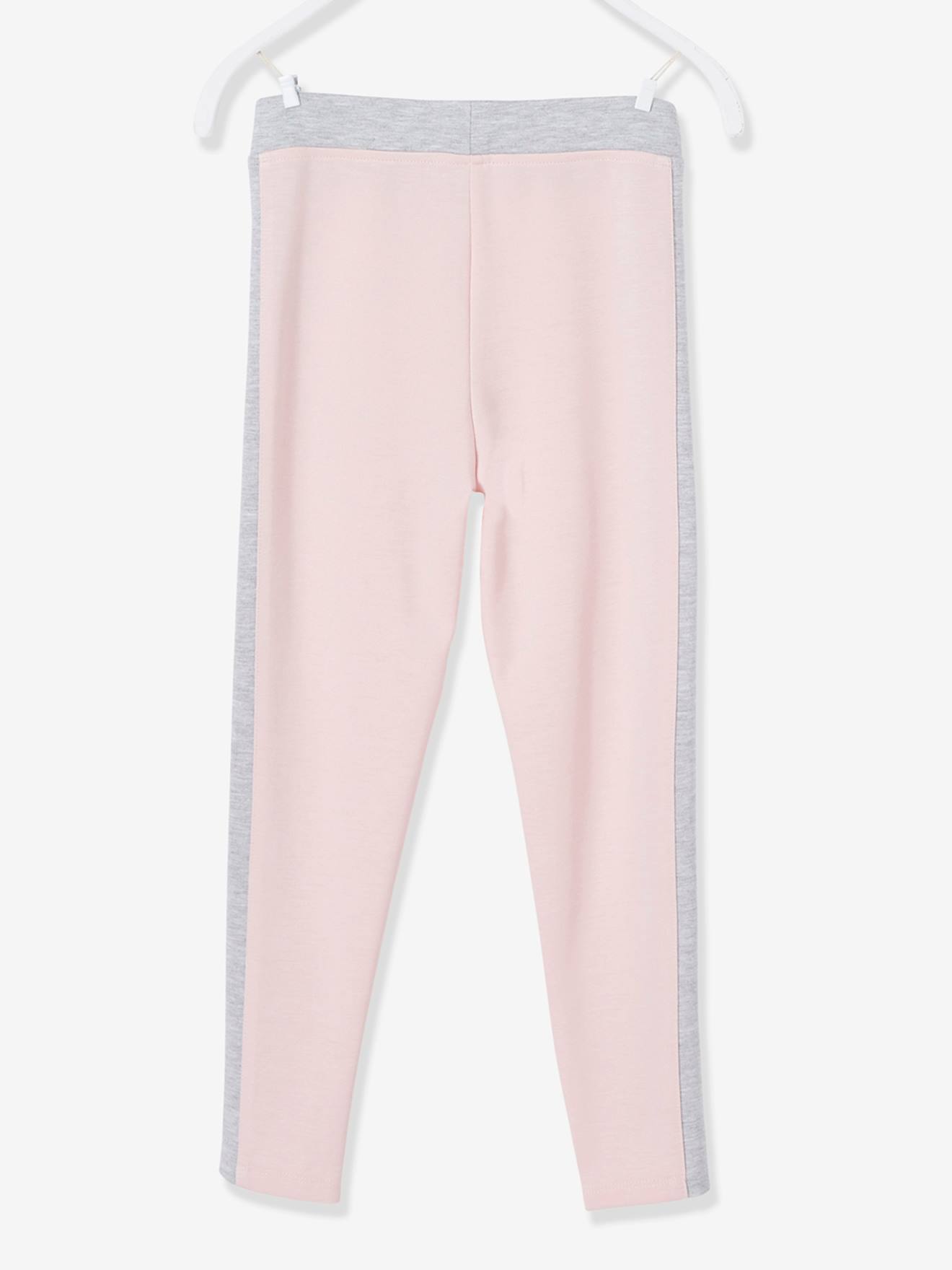 Legging de sport fille bandes côtes gris chiné