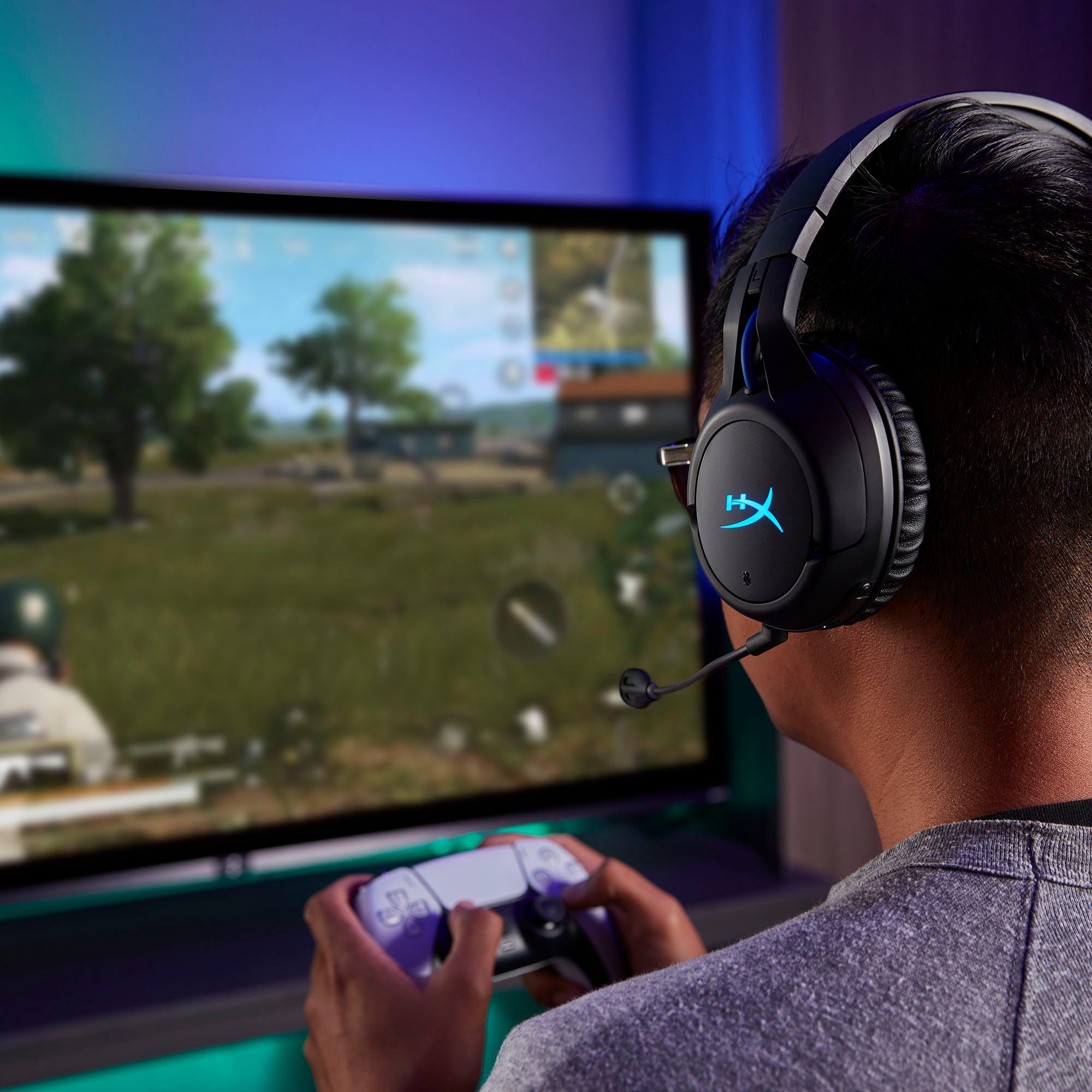 HyperX Cloud Flight Wireless Black/Blue für PlayStation Gaming-Headset (Mikrofon abnehmbar, Rauschunterdrückung, Wireless)