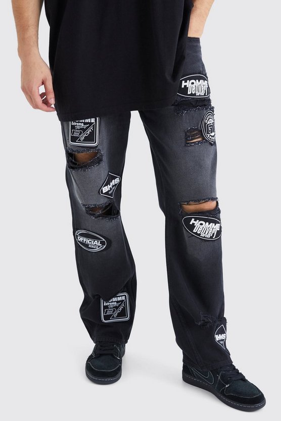 Tall lockere zerrissene Jeans mit Applikation