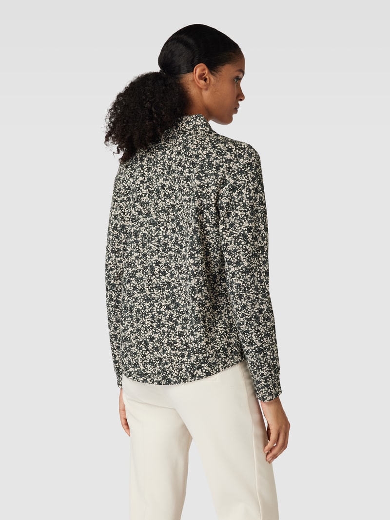 Blusenshirt mit Allover-Muster und Umlegekragen in khaki