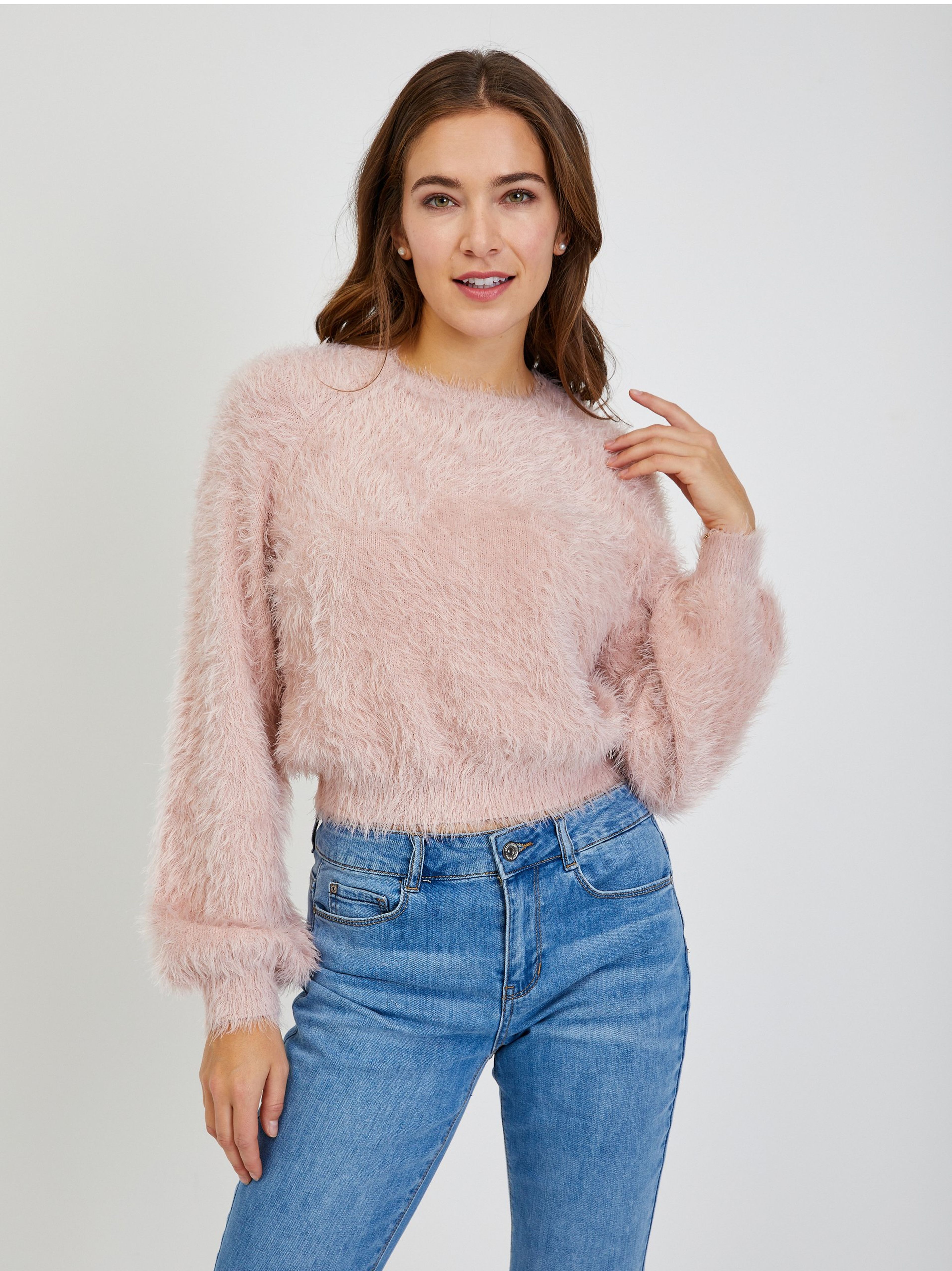 Rosa Damenpullover mit Ballonärmeln ORSAY