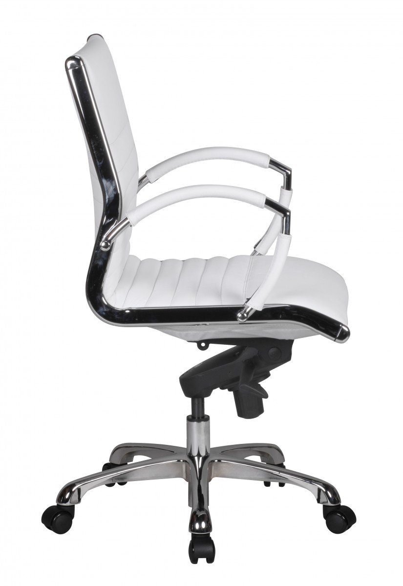 Amstyle Drehstuhl SPM1.236 (SALZBURG 2 Echtleder Weiß Schreibtischstuhl), Bürostuhl XXL 120kg Chefsessel höhenverstellbar