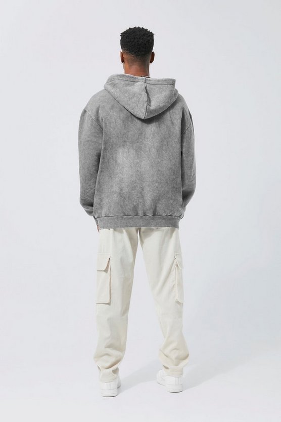 Oversize Hoodie mit Print und Reißverschluss
