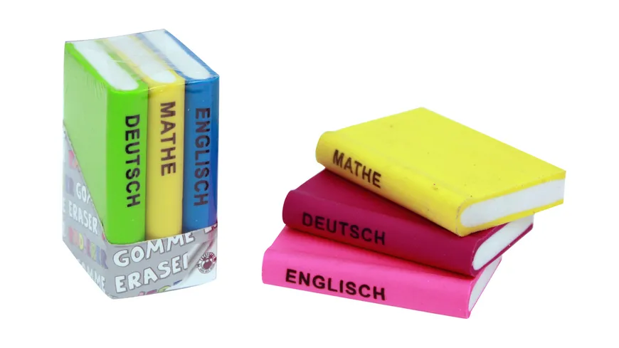 TRENDHAUS Radierer-Set Bücher sortiert
