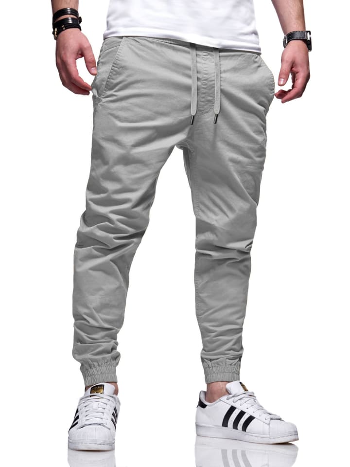 behype Chinohose - BHFORLI Jogger Chino Jeans Hose Stoffhose in Light Grey günstig kaufen