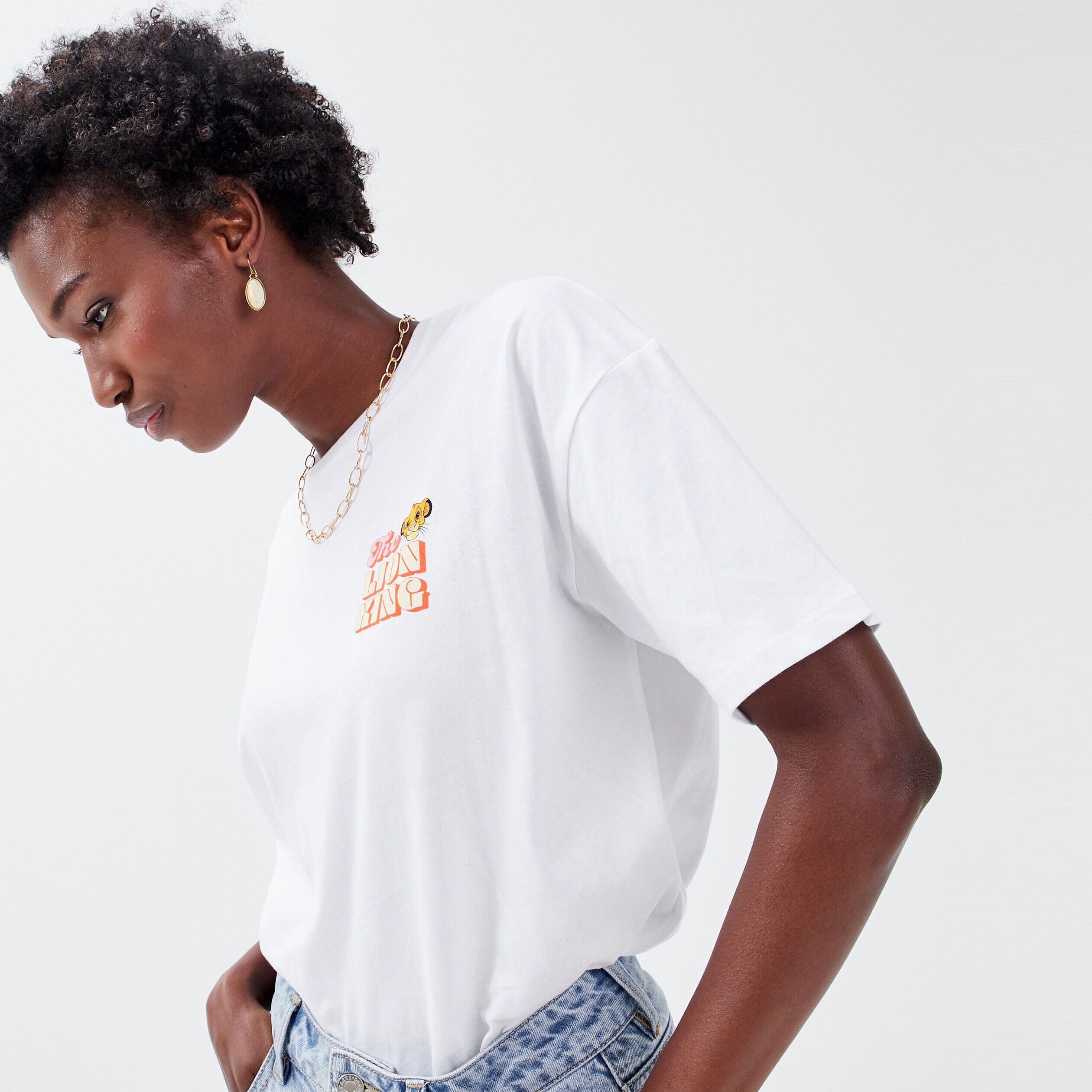 T-shirt Le Roi lion blanc femme | Cache Cache